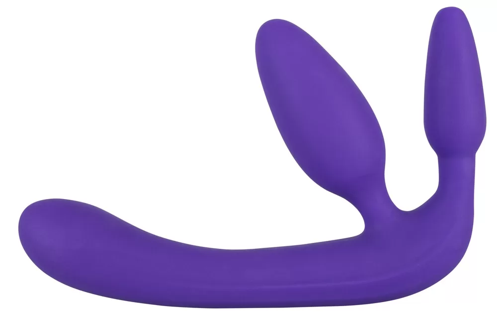 Rihmadeta strap-on kolmikstimulaatoriga