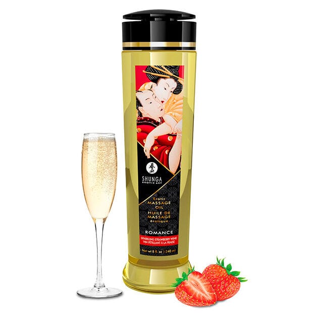 Erootiline massaažiõli, maasikas ja cava, 240 ml