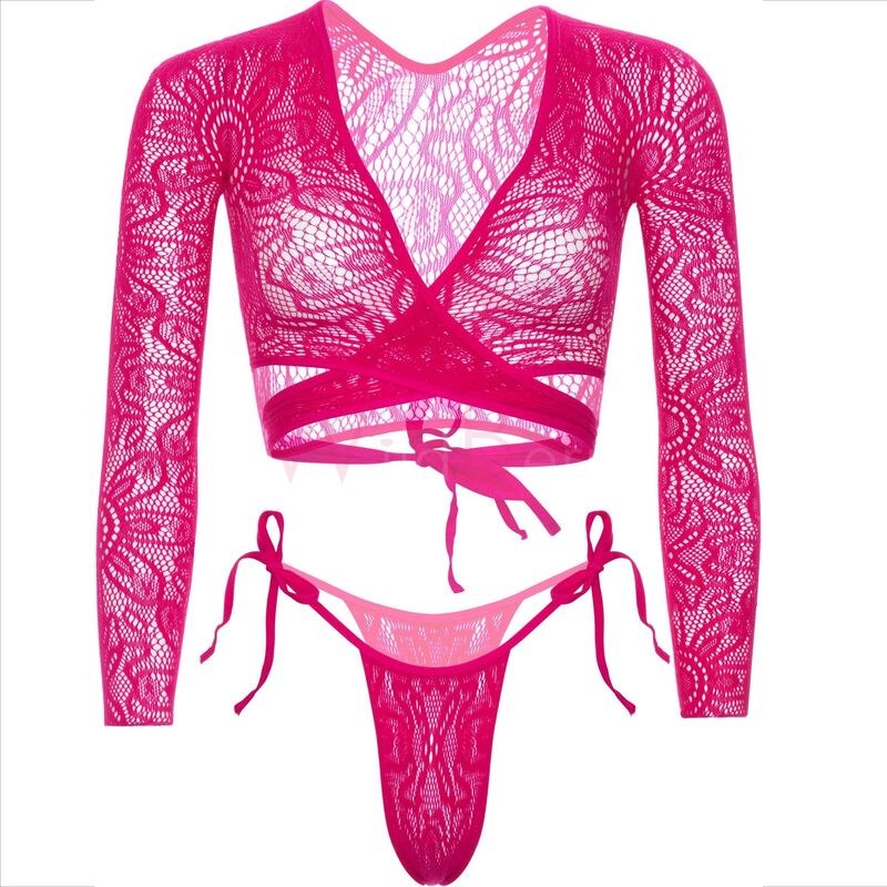 Pitsist crop-top ja string, roosa, üks suurus - Pilt 6