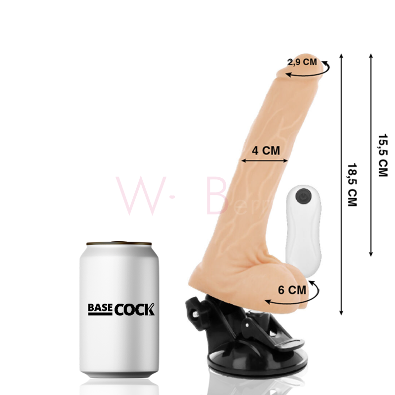 BASECOCK Realistlik Liigendatav Kaugjuhtimisega Dildo-vibraator, Naturaalset tooni, 18,5 cm, Ø 4 cm - Pilt 4