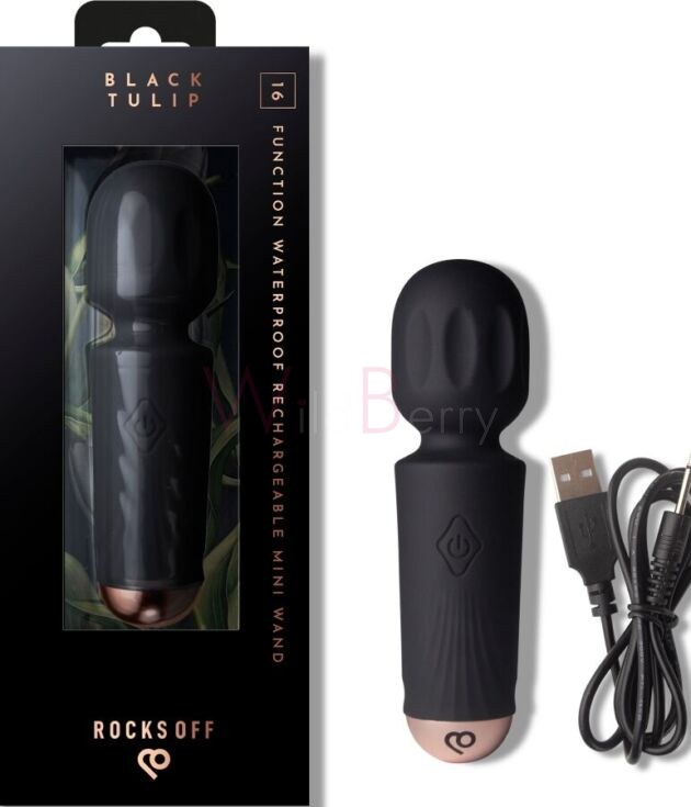 MINI LAETAV WAND-MASSAAŽIVIBRAATOR, BLACK TULIP