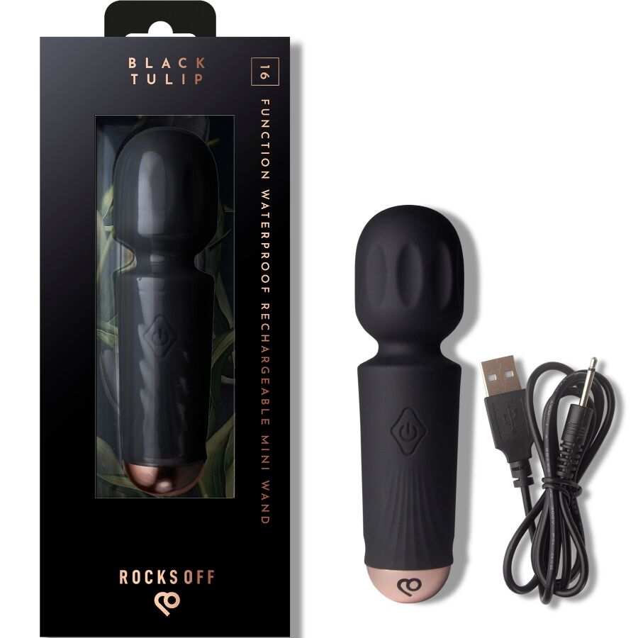 MINI LAETAV WAND-MASSAAŽIVIBRAATOR, BLACK TULIP